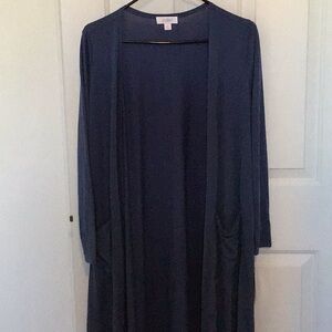 LLR Sarah Cardigan-full length, long sleeve, duster style cardigan Size S-Blue